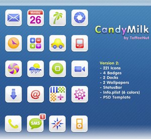 iphone theme  candymilk ver  2 by toffeenut 15 Free iPhone Icon set