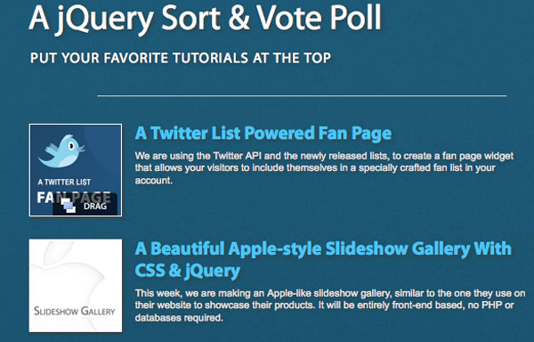 JQuery poll1 How to make a draggable sort & vote poll using JQuery