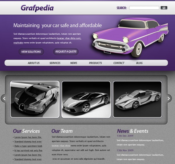 final car dealer layout 600x562 8 Best Web Design mockup tutorials on october 2009