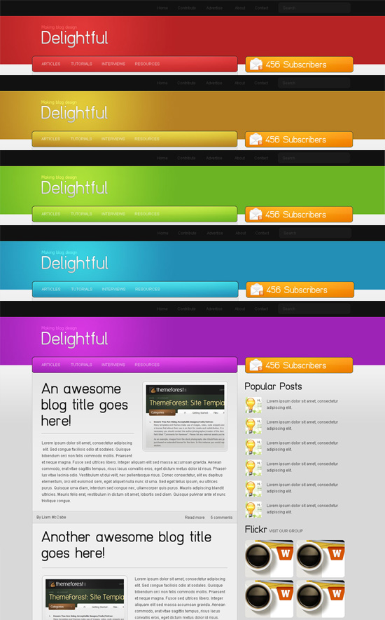 blog design Delightful – goodlooking and free blog PSD design
