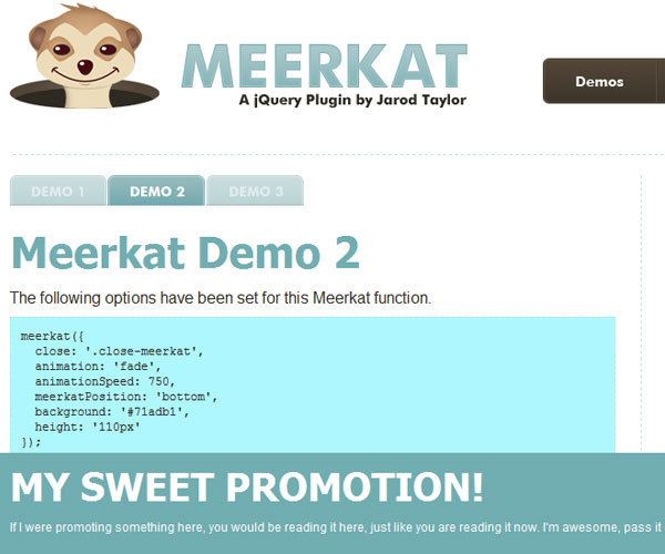 meerkat Meerkat –Splash Pages or Promotional tools JQuery plugin