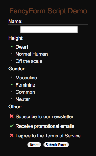 fancyform FancyForm   Mootools plugin to create fancy checkbox