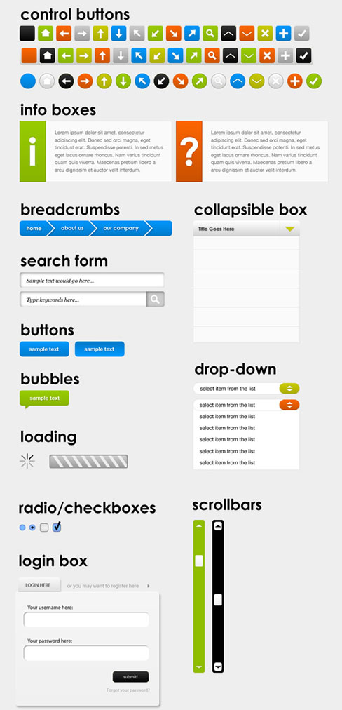 web ui set preview full3 Free Massive Web UI & Button Set