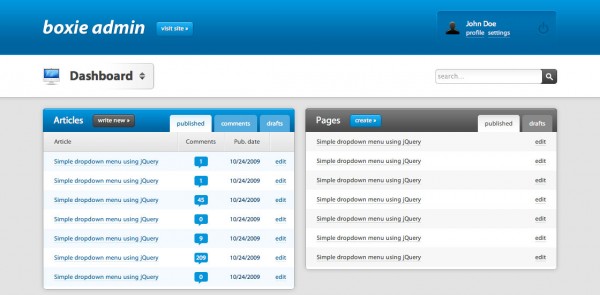boxie admin 600x295 25 Premium Admin Template on Themeforest