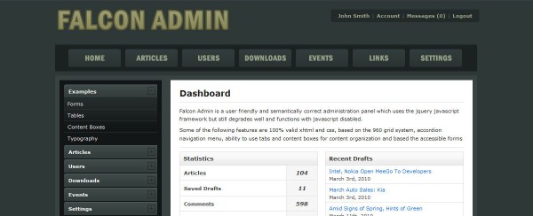falcon admin 600x244 25 Premium Admin Template on Themeforest
