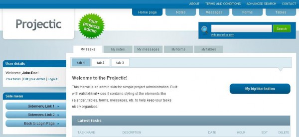 projectic 600x275 25 Premium Admin Template on Themeforest