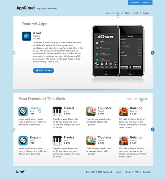 appcloud 558x600 15 High Quality Free PSD Wordpress Theme