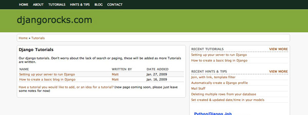djangorocks A Roundup of 10 Django Tutorials