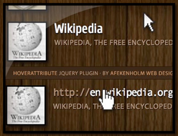 jquery hover1 HoverAttribute   Show Up Link on Hovering jQuery plugin
