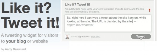 tweetit 600x211 Like it? Tweet it!   Tweeting Widget for Visitors to Your Blog 