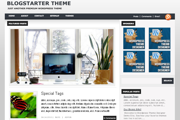 BlogStarter 108 Free High Quality Wordpress Themes