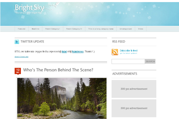 Bright Sky 108 Free High Quality Wordpress Themes