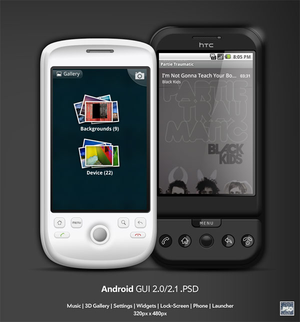 Android 2 0 GUI by thiago s Ultimate Resources for Android Developers (Android GUI kits, Icons and fonts) 