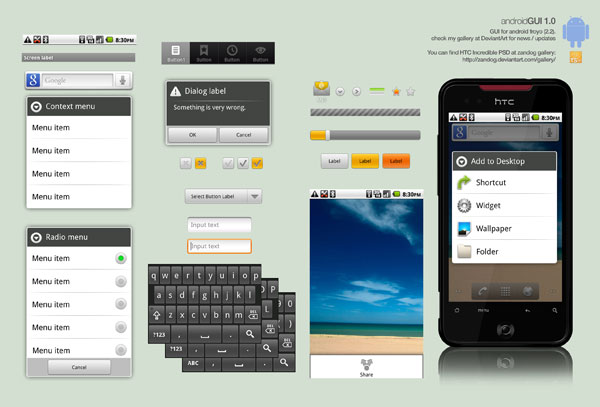 Android 2 2 GUI by thiago s Ultimate Resources for Android Developers (Android GUI kits, Icons and fonts) 