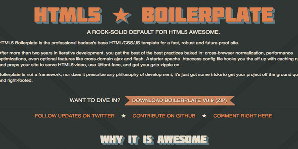 HTML5 Boilerplate  HTML5 Boilerplate   Professional HTML/CSS/JS Template 