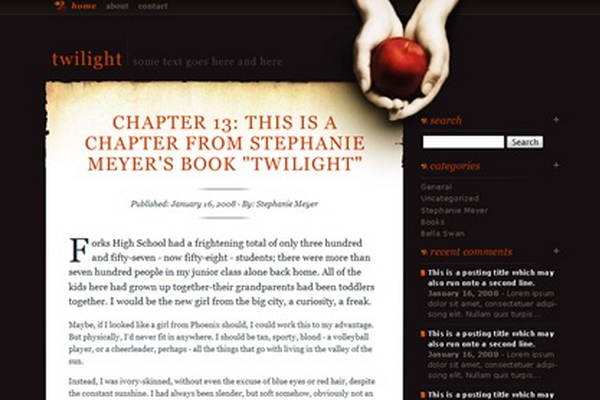 TwilightSaga 108 Free High Quality Wordpress Themes