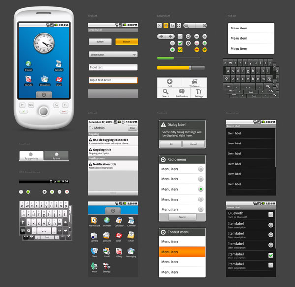 android gui psd v2 Ultimate Resources for Android Developers (Android GUI kits, Icons and fonts) 