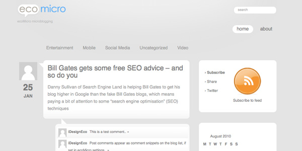 ecomicro 20 Excellent Free Wordpress 3.0 Themes