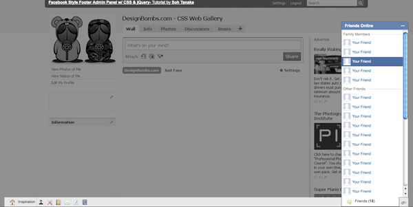 facebook footer Tutorials and Resources for Creating Facebook Style Interface