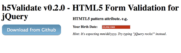 h5validate h5Validate    HTML5 Form Validation For jQuery