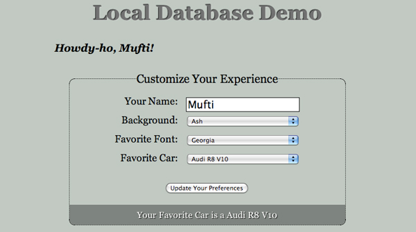 html5 database HTML5 Local Databases
