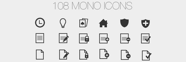 108 monoicons 10 Clean & Minimalist Icon Sets For Designer