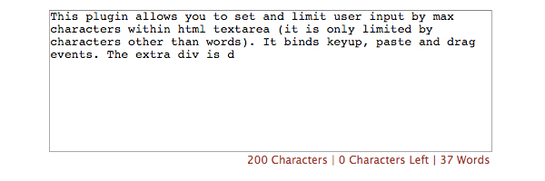 character counter Textarea Counter Plugin for jQuery