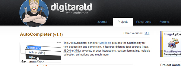 autocompleter 30 All Time Greatest MooTools Plugins