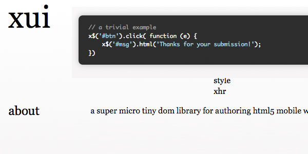 xui XUI   Micro Library for HTML5 mobile Web Applications