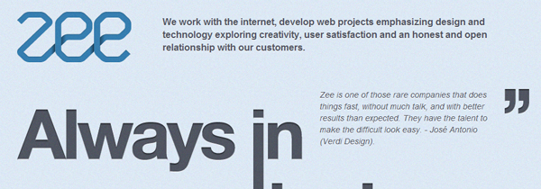 01 zee webfonts 26 Websites Featuring Bold, Branded Typography