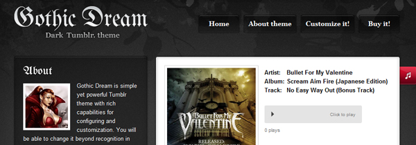 13 gothic theme 35 Stunning HTML5 Standards Compliant Tumblr Themes