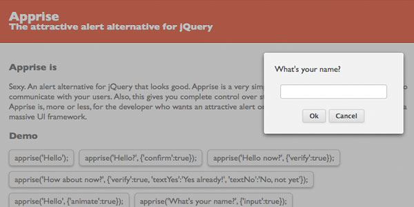 apprise Apprise   Attractive Alert Alternative for jQuery