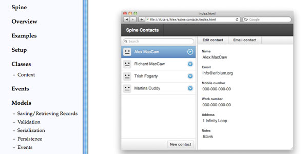 spine Spine   Lightweight JavaScript Web Applications Framework 