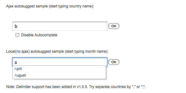 jquery autocomplete Ajax AutoComplete For jQuery
