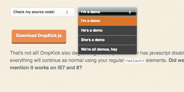 dropkick DropKick   jQuery Plugin For Creating Custom Dropdown Menus
