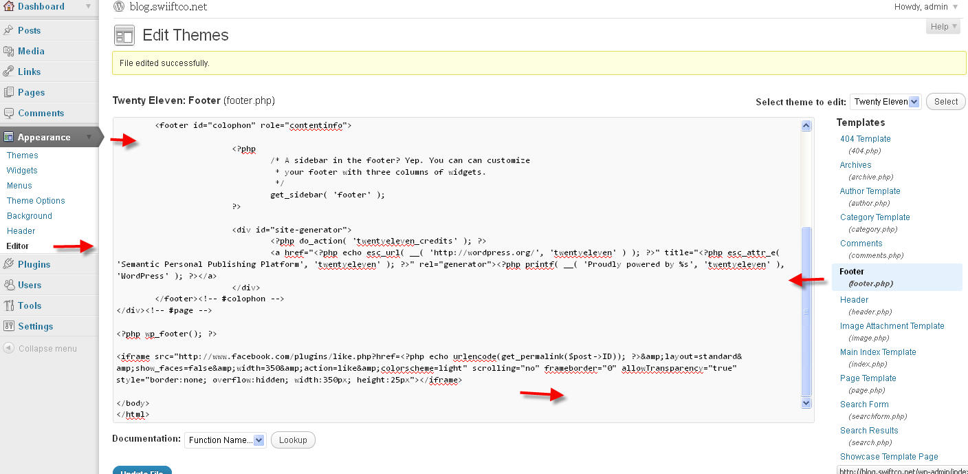 Appearance Editor How to add a Facebook Like button to your WordPress Blogs
