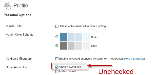 Wordpress admin bar.profile How to disable the admin bar in wordpress