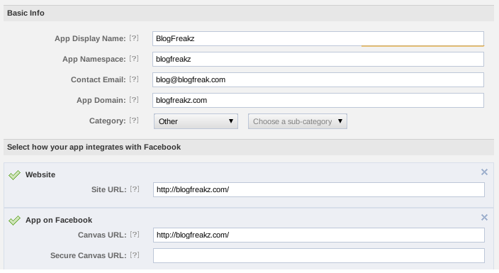 blogfreakz app2 How to Integrate your WordPress blog into Facebook
