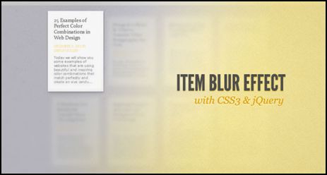 Blur effect Item Blur Effect with CSS3 and jQuery