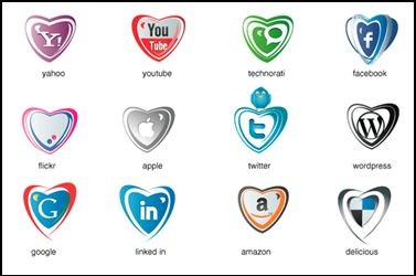Heart Social icons 377x250 8 Valentine Inspired Social Media Icon Designs