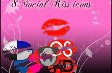 Kiss Social Icons 383x250 8 Valentine Inspired Social Media Icon Designs