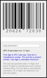 Barcode CSS Barcode (UPC A) Generator